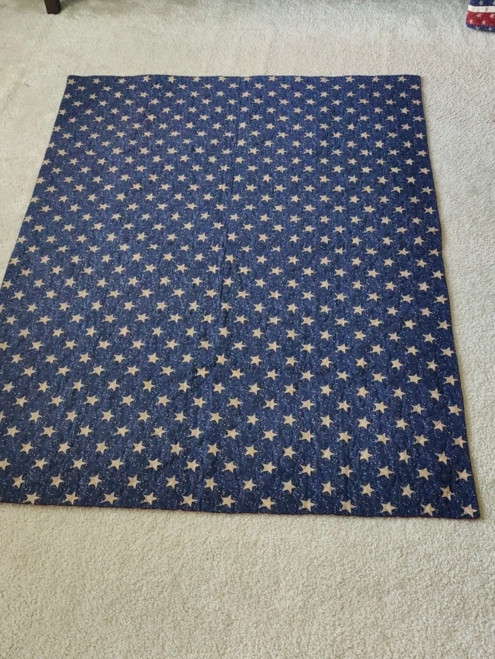Handmade Embroidery Patriotic Star & Stripe Quilt Throw Blanket Americana Y2K